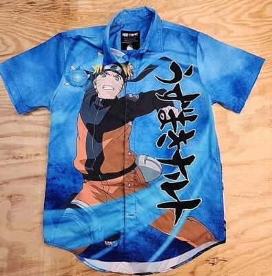 Vintage Hot Topic Naruto 2002 All Over Graphics Short Sleeve Shirt Mens Medium - Image 1 of 4