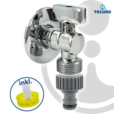 Mini válvula de bola tecuro en forma angular 1/2 pulgada x 3/4 pulgadas - cromada - incl. pared