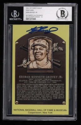 Ken Griffey Jr Signed Hall of Fame Postcard (Beckett Encapsulated) Mariner HOFer - Image 1 of 4