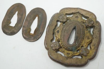 Japanese Tsuba Sword Guard Gunto Military Sword & Seppa Set from Japan 0212F9 - Image 1 of 4