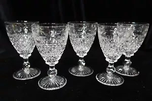 STUART BEACONSFIELD BALLIN STEM 5 WINE GLASSES 4 1/2" TALL MARKED STUART ENGLAND - Picture 1 of 6