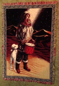 LITTLE DRUMMER BOY JACQUARD Tapestry Throw Blanket Holiday Christmas Lap Blanket - Picture 1 of 2