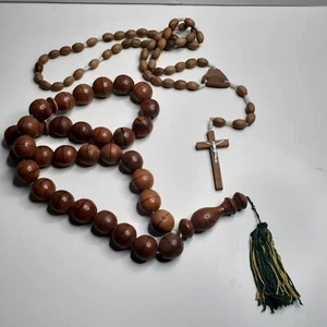 Wooden Rosary Beads Holy Water Jerusalem /Bethlehem Cross Wooden Lot/2 XLarge C - Picture 1 of 10