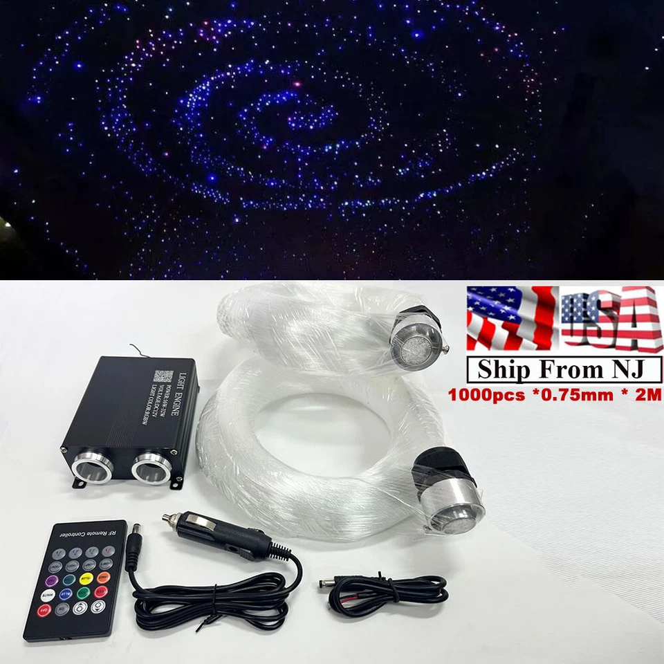 Luz de techo de fibra óptica para techo interior de automóvil techo estrella + APP/RF modo de música remoto RGB Foto 1 de 4