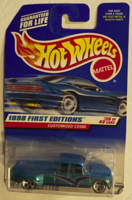Hot Wheels 1998 First Editions CUSTOMIZED C3500 (Aqua) #663 - Image 1 of 4