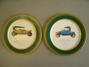 Lot 2 assiette tôle litho publicité automobile ancienne huile SHELL années 1960 - Imagen 1 de 4