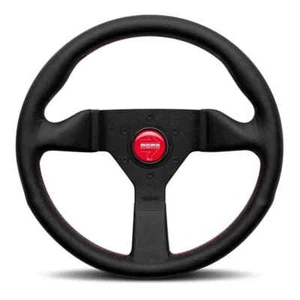 MOMO Montecarlo Black Leather With Red Stitching 320mm Steering Wheel - Picture 1 of 1
