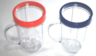 2 Magic Bullet Blender Mugs Cup W/Lip Rings Handles Replacement Parts - Image 1 of 4