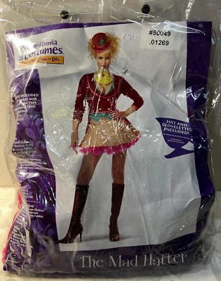 California MAD HATTER 爱丽丝梦游仙境万圣节服装成人 Med 8-10 (A54) — 第 1/4 张图片