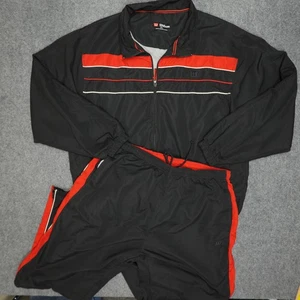 Wilson Track Suit Set Mens 2XL Black Red Windbreaker Pants Jacket Polyester XXL - Picture 1 of 15