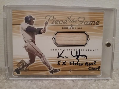 2000 Upper Deck SP Game Bat Edition Kenny Lofton Auto Piece of the Game - Image 1 of 2