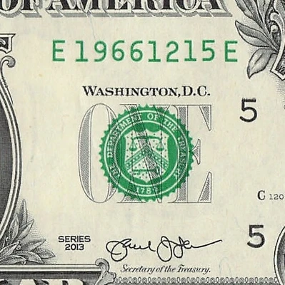 DEC 15 1966 Birthday Fancy Serial Number Date Note One Dollar Bill 12 15 1966 - Image 1 of 4