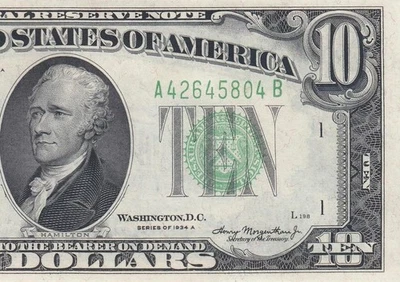 1934-A FEDERAL RESERVE NOTE $10 "BOSTON" (( GEM UNC )) - Image 1 of 4