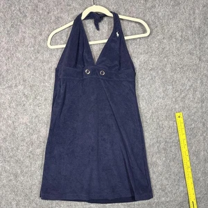 Vestido Ralph Lauren Para Mujer Grande Azul Marino Halter Terry Natación Cubre Forrado - Imagen 1 de 10