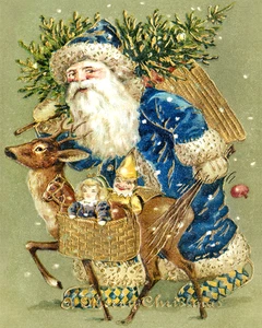 Antiguo póster de Navidad de 1900 de 8" x 10" impresión artística de giclee - Imagen 1 de 1