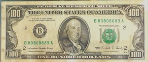 1988 $100 hundred bill Vintage Bill 1988 B NEW YORK B VERY COOL RATING 97. - Picture 1 of 2
