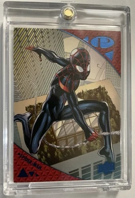 2019 Upper Deck Marvel Premier Spider-man Miles Morales Blue 14/50 SSP Rare - Image 1 of 2