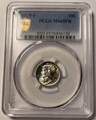 1939-S Mercury Dime PCGS MS65FB - Image 1 of 4