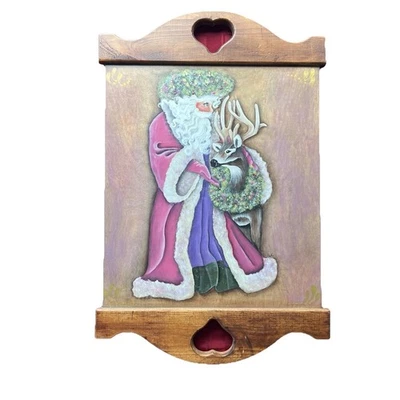 Corazones de campo colgantes de pared de madera de Papá Noel y reno Foto 1 de 4