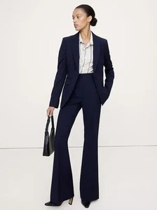 Banana Republic Damen neu mit Etikett hoch geschnitten ausgestellte italienische Wollhose 4 marineblau 826931 - Bild 1 von 4