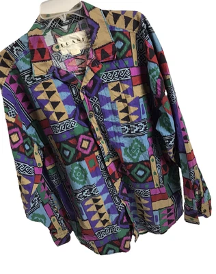 Vintage 80s Frank Southwest AOP Westerncore Aztec Button Shirt L USA Cowboy - Image 1 of 4