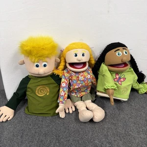 SILLY PUPPETS 14"  Lot Of 3 Hand Puppets Boy And Girl Great Shape - Picture 1 of 5