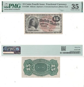 15 Cent 4th Issue Fractional Currency Fr-1268 PMG VF-35 - Picture 1 of 3