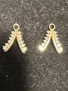 Vintage AVON Rose Gold Tone and Rhinestone Stud Earring Jackets Enhancers - Picture 1 of 5