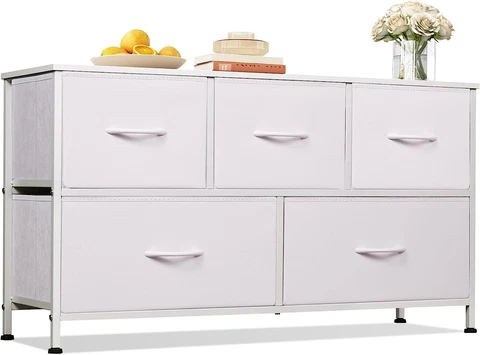 WLIVE Dresser for Bedroom with 5 Drawers, Wide Chest of Drawers, Fabric Dresser Cover
