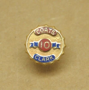 Coats and Clark 10k Enameled 10 Year Service Lapel Pin - Picture 1 of 3