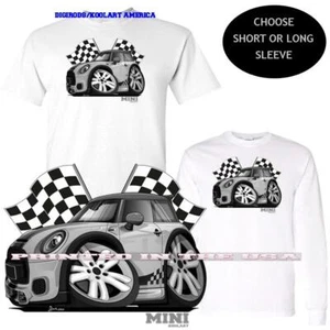 Mini Cooper British Racing Flags Model DigiRods / Koolart Cartoon Car T Shirt - Foto 1 di 7
