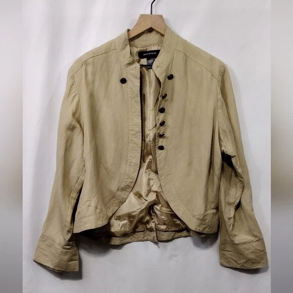 Ashley Steward Linen Rayon Military Jacket Women's 16W Tan Boho Retro 90s Y2K - Image 1 of 4