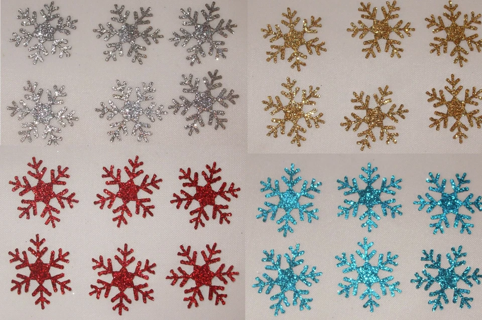 CRYSTALS R US GLITTER 1inch SNOWFLAKE iron-on CHRISTMAS garment bling TSHIRT TRANSFER PATCH