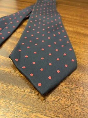 LANVIN PARIS CORBATA NEGRA Y ROJA 100 % SEDA LUNARES DOLT 58""/3,5"" Foto 1 de 4