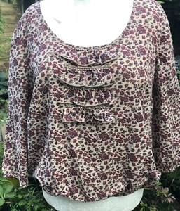Blouse top M&Co floral ditsy print burgundy beige uk 20 rrp £26 bnwt 🍸 - Picture 1 of 6