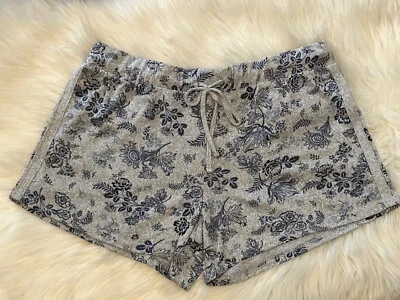 Lucky Brand Shorts Woman's Small Gray Blue Floral Comfort Drawstring Soft - Image 1 of 4