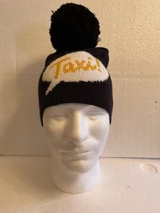 KATE SPADE New York “TAXI!” Winter Beanie Pom Pom Hat Black Yellow $58 - Picture 1 of 6
