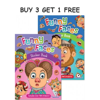 Kids Sticker Book Girls Boys Funny Faces Activity Books Fast Ship Childrens - Image 1 of 4