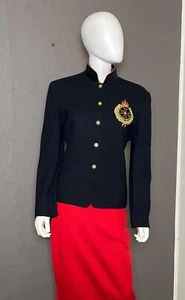 1980's Black Wool Crest Blazer Preppy Nautical size 10 - Picture 1 of 9