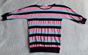 H&M Girls Long Sleeve Top Pink, Black & Blue Age 10-12 Years Very Good Condition - Picture 1 of 11
