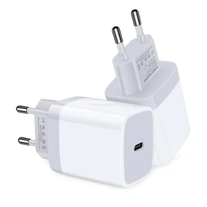 USB C Adapter, European Plug Adapter, 2-Pack Fast 20W Europe Travel Plug Powe... - Picture 1 of 7