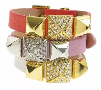 Pulsera de cuero piramidal Juicy Couture ajustable joyería Juicy Couture blanca Foto 1 de 4