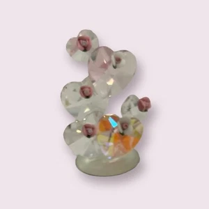 Pink Flowers Crystal Heart Figurine - Picture 1 of 4