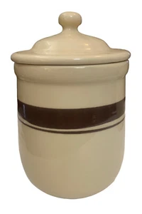 Vintage McCoy Pottery Brown Stripe Crock Canister Cookie Jar Mid Century Modern - Picture 1 of 6