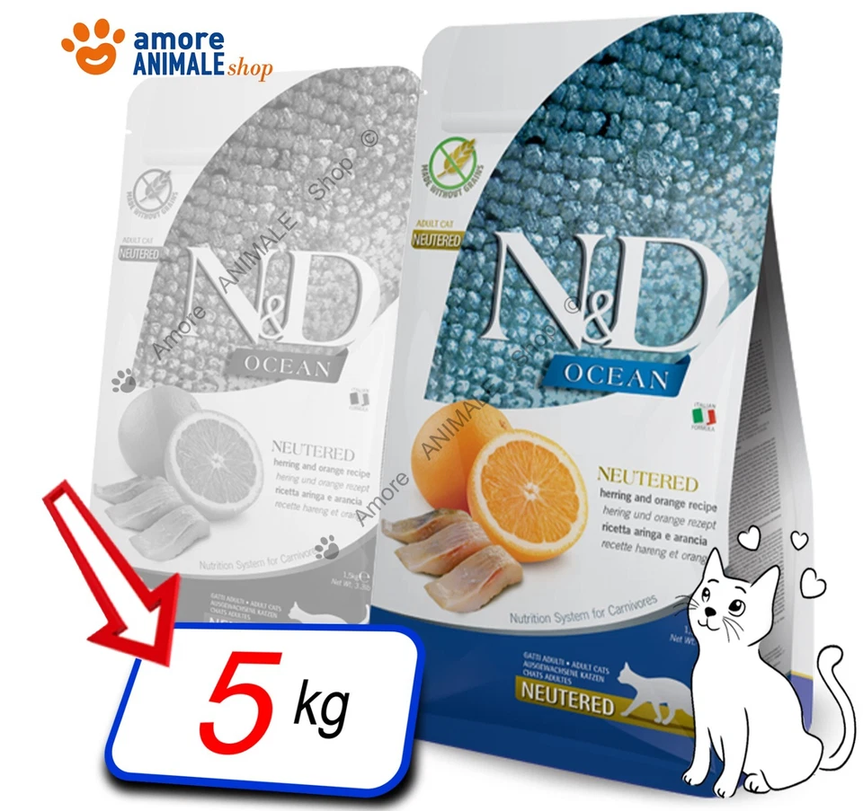 Farmina N&D Ocean Cat Neutered Aringa e Arancia kg 5 - Gatti Sterilizzati