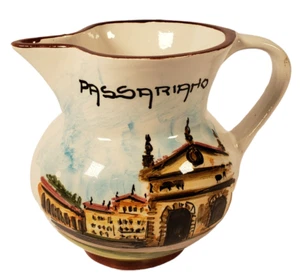 Pottery Pitcher Jug #2 Milk Cream Passariano Italy Hand Painted Signed A34 # - Picture 1 of 4