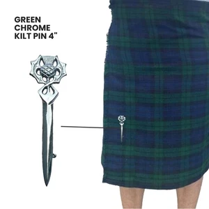 Alfileres escoceses con diseño de cardo Highland Kilt Pin acabado cromado latón nuevo AAR  - Imagen 1 de 7