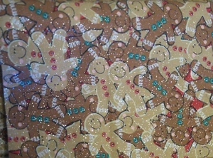 Pan de jengibre brillante por todas partes tela de Navidad 35" x 11" pieza pequeña N5 - Imagen 1 de 2