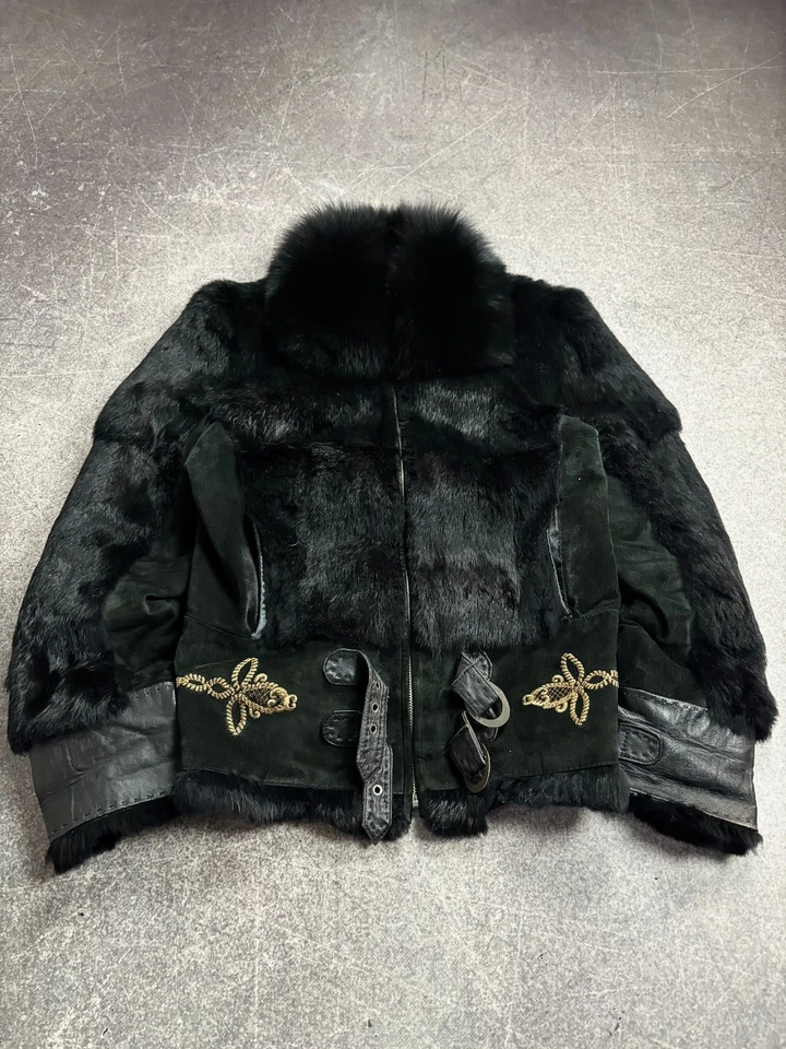 Chaqueta de piel real de cuero real estilo japonés de vanguardia de archivo vintage años 90 Y2k Foto 1 de 4
