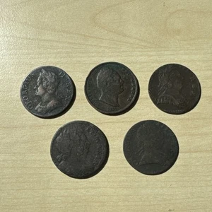 5 X Monete Miste Mezzo Penny Grandi Monete Rame ASTA NO RISERVA #8 - Foto 1 di 11